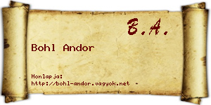 Bohl Andor névjegykártya