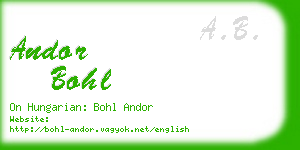 andor bohl business card